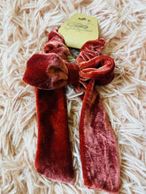 Load image into Gallery viewer, Nutmeg Velvet Bow Scrunchie