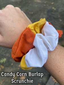 Candy Corn Burlap Scrunchie